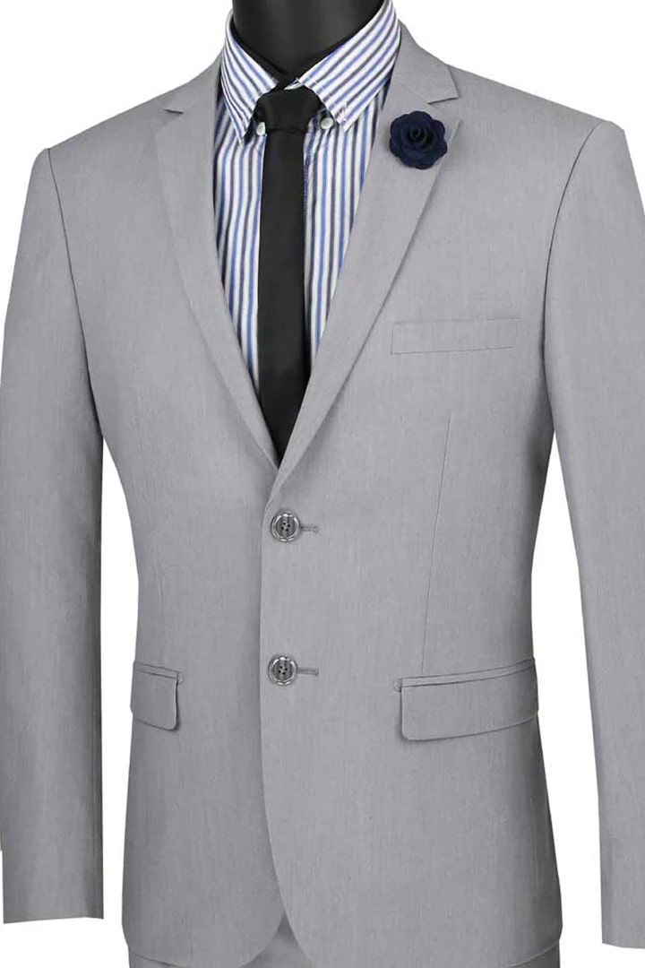 Cheap Priced Suit - Mens Ultra Slim Fit Stretch Grey Suit - 38 Short Jacket+32 Waist Adjustable 28to34)(Height: 5 4 to5 7 )(Neck  15-16.5)S-M)