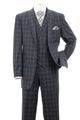 Cheap Priced Suit- Mens 2 Button Double Breasted Vest Suit In Grey Windopane Plaid