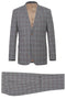 Cheap Priced Suit - Mens Two Button Slim Fit Two Piece Suit In Grey & Bronze Windowpane Plaid Check