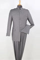 Cheap Priced Suit - Mens Classic Military Banded Collar Mandarin Safari Grey Suit