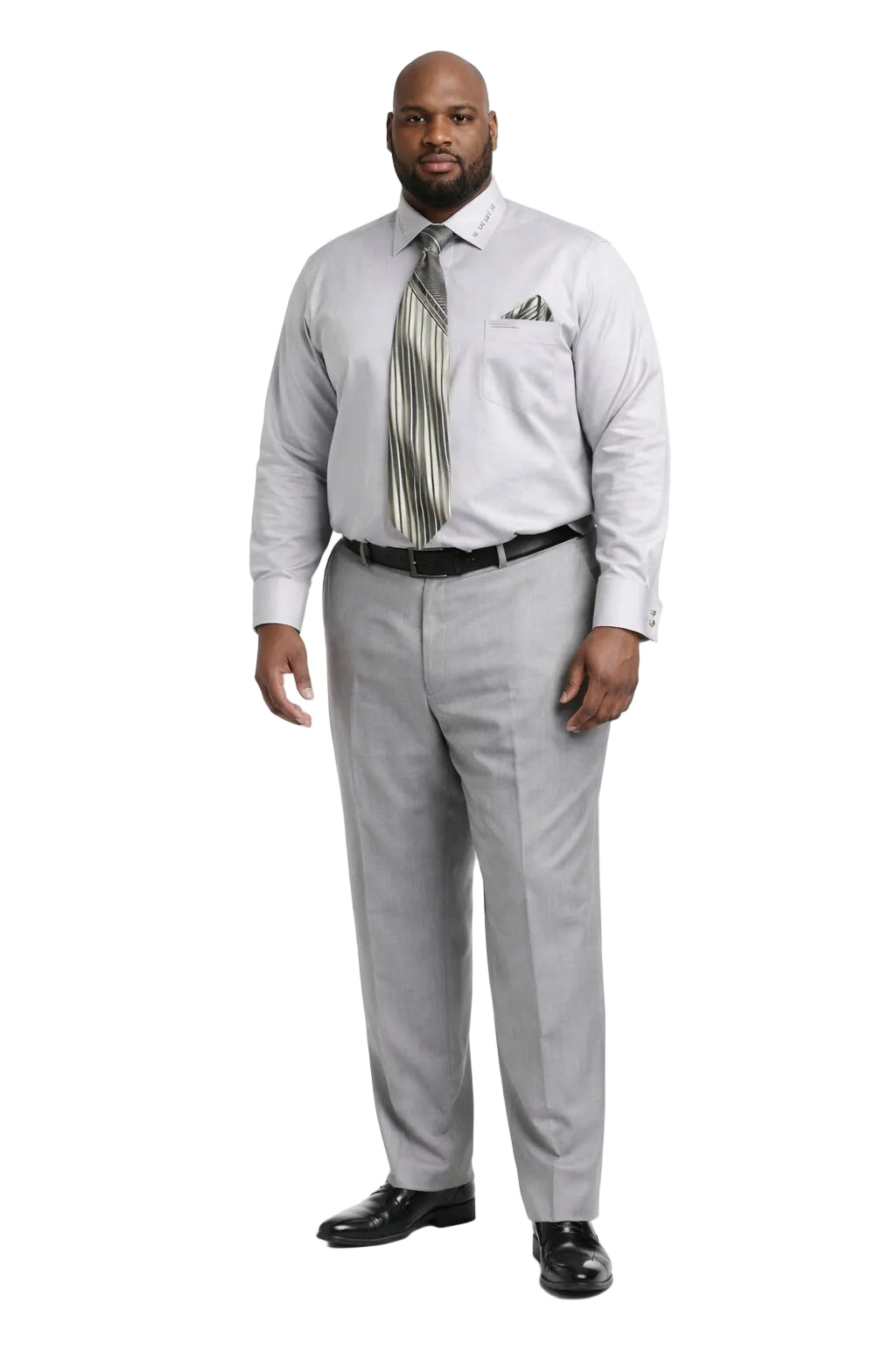 French Cuff + Tie + Handkerchief Men's Dress Shirt With Tie