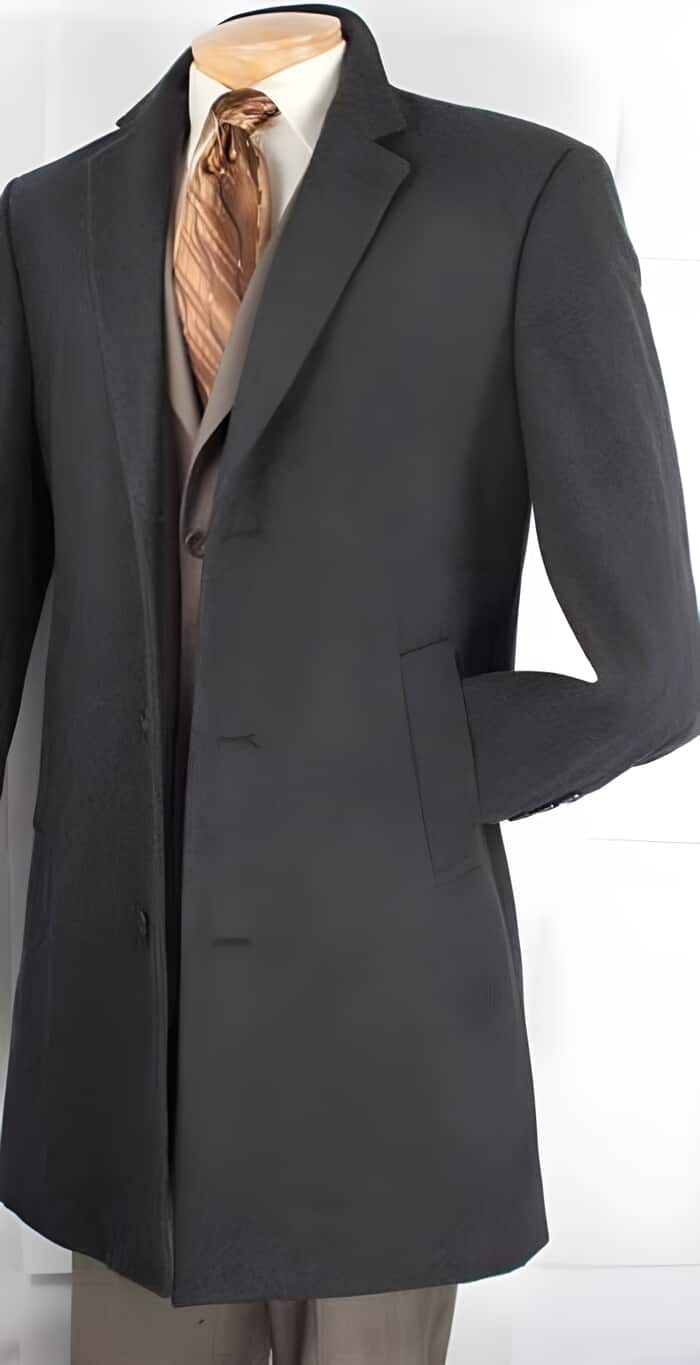 men's Car Coat - Mid length Wool Coat Collection in a Soft Blend - Dark Charcoal Masculine color Grey Overcoat