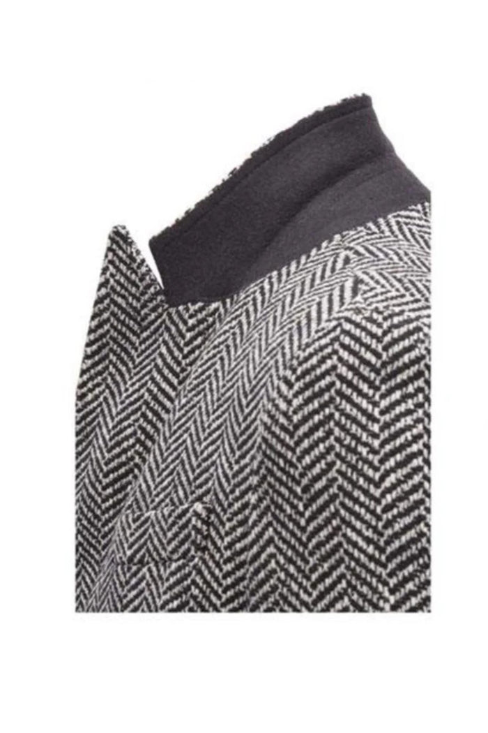 men's Double Breasted Gray Herringbone Tweed Six Button Overcoat