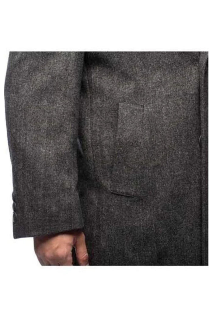 Herringbone Cashmere Blend Grey Top Coat Three Button