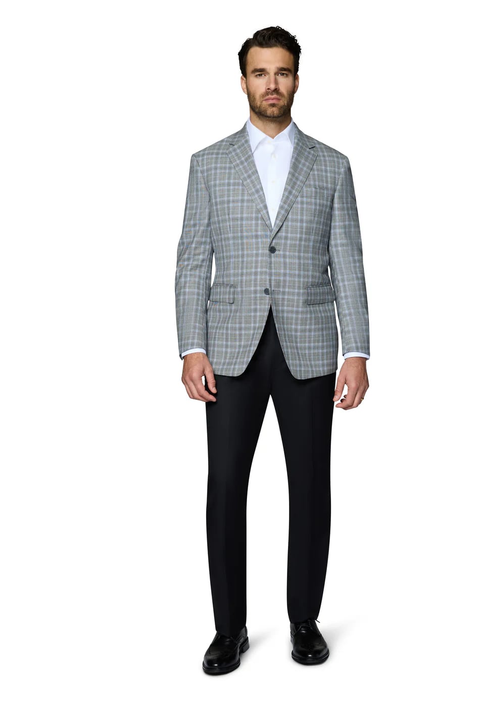 Grey Wool Modern Fit Plaid Sport Coat