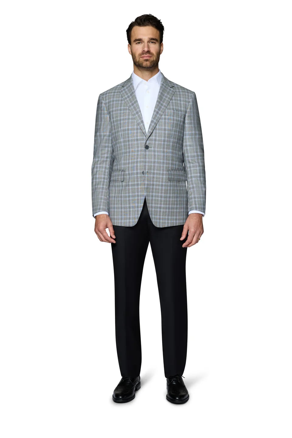 Grey Wool Modern Fit Plaid Sport Coat