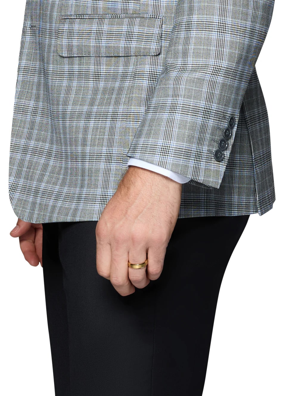 Grey Wool Modern Fit Plaid Sport Coat