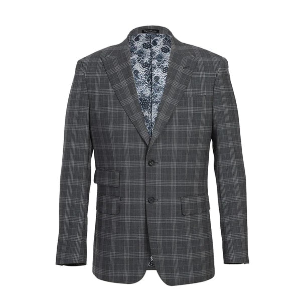 English Laundry Suits  Designer Brand - Wool Stretch Double Breasted Slim Fit Grey by English Laundry - Coat Size 38