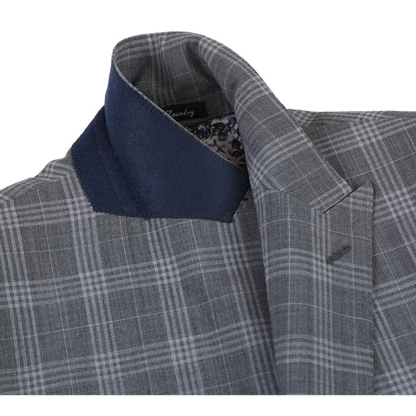 English Laundry Suits  Designer Brand - Wool Stretch Double Breasted Slim Fit Grey by English Laundry - Coat Size 38