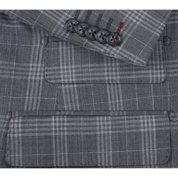 English Laundry Suits  Designer Brand - Wool Stretch Double Breasted Slim Fit Grey by English Laundry - Coat Size 38