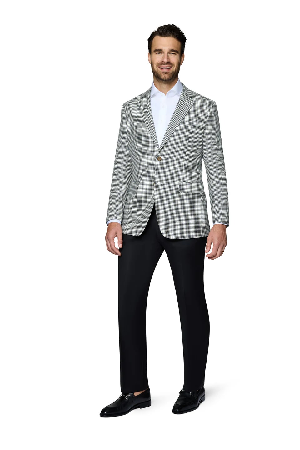 Grey Wool Modern Fit Houndstooth Sport Coat - 62 Regular