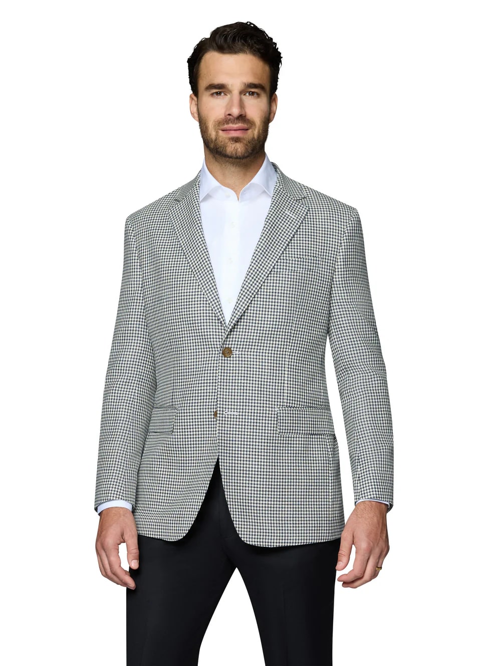 Grey Wool Modern Fit Houndstooth Sport Coat - 62 Regular