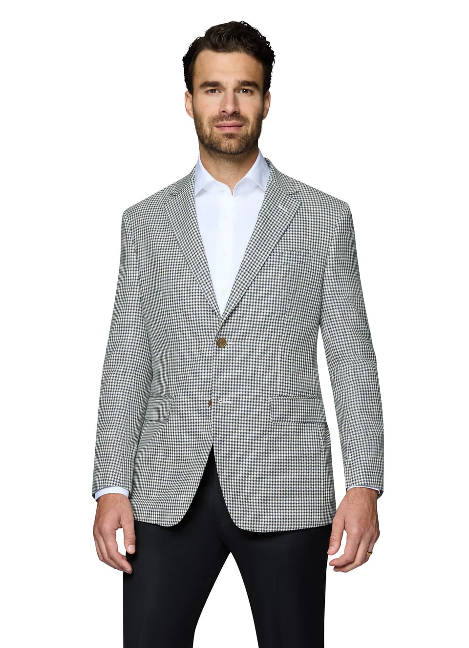 Grey Wool Modern Fit Houndstooth Sport Coat