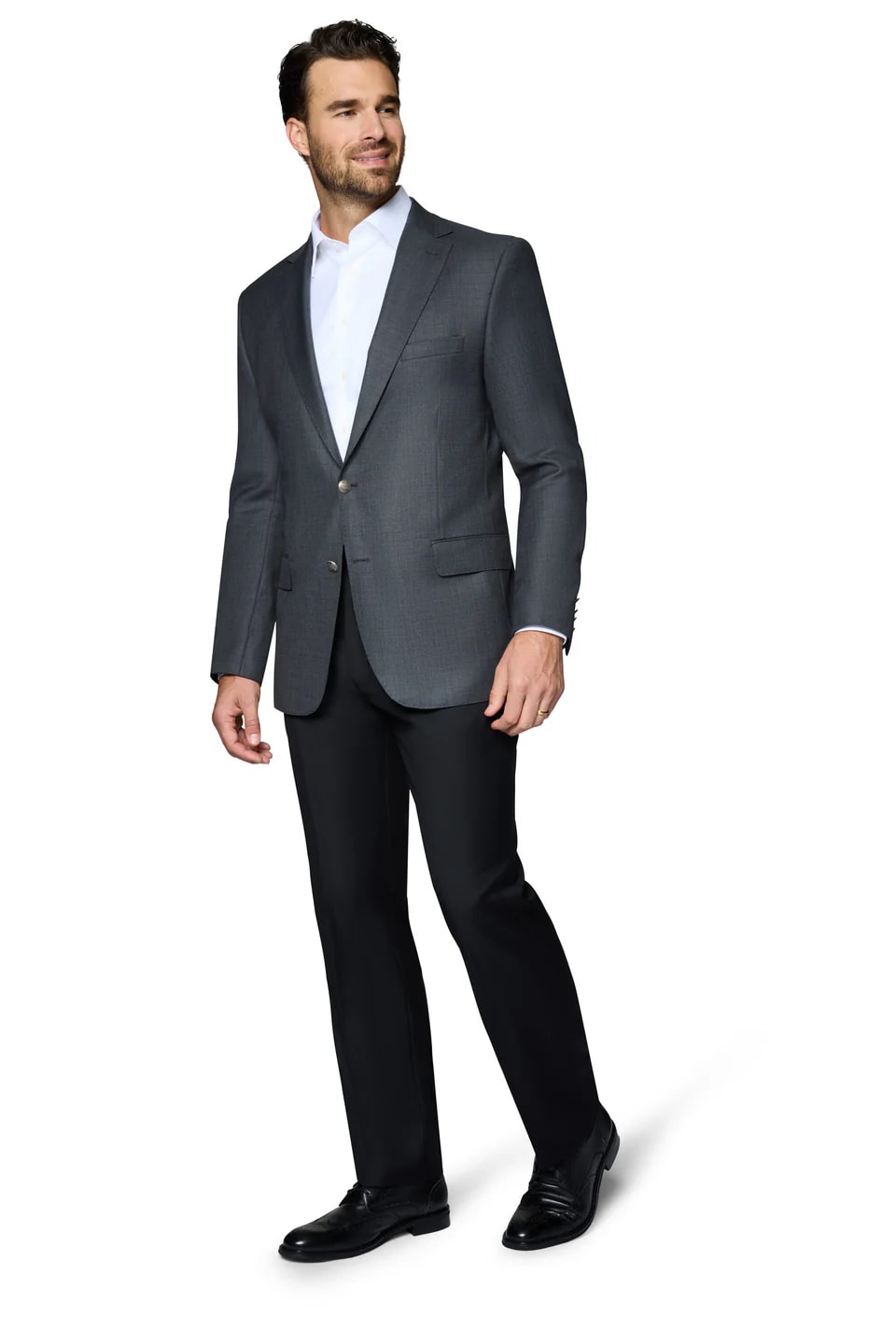 Grey Elegant Wool Modern Fit Blazer