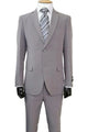 Cheap Priced Suit- Mens 2 Button Slim Fit Poplin Basic Grey Suit