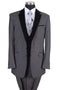 Cheap Priced Suit- Mens Vested Modern Fit Tuxedo Suit Grey With Black Velvet Lapel And Vest