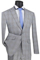Cheap Priced Suit- Mens 2 Button Modern Fit Peak Lapel Plaid Grey Suit