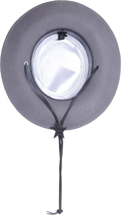 Men's Wool Wide Brim Fedora Hat Grey with Grosgrain Ribbon - Small