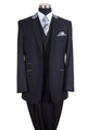 Mens Vested Peak Lapel with Contrast Collar Suit in Black/Grey
