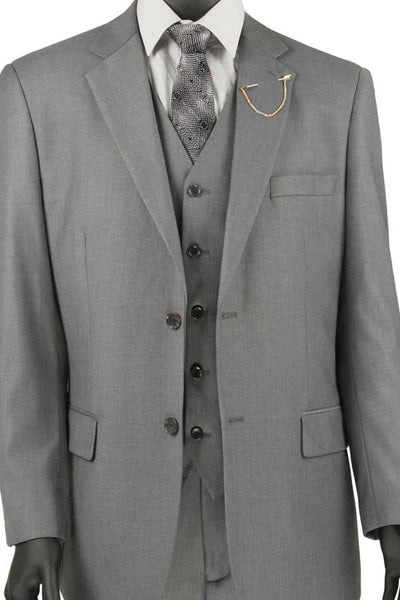 Cheap Priced Suit- Mens Basic 2 Button Vested  Grey Suit