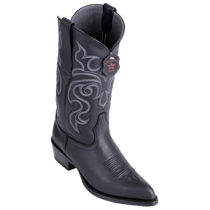 J Toe Cowboy Boots - J Toe Western Boots - Los Altos Boots - Mens Dress Cowboy Boot - Low Priced Grisly Black Boots J-Toe-  in Black - 6