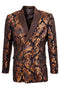 "Rust Floral Brocade Tuxedo Jacket - Men's Double Breasted Shiny"