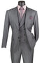 Sharkskin Charcoal Grey Men's Summer Suit with Double Breasted Vest