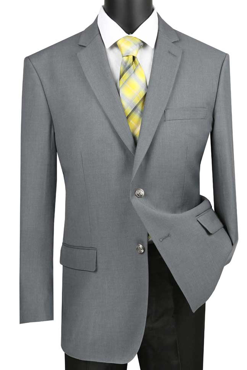 Mens Classic Wool Feel Blazer Sports Coat in Medium Grey - XS