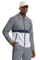 Houndstooth Men's Casual Walking Jacket & Pant Set in Navy Blue