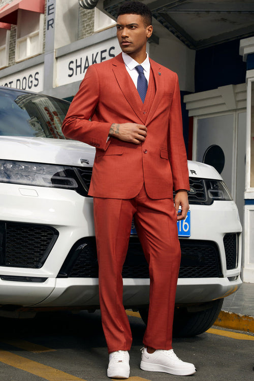 "Mens Stacy Adams Suit -Stacy Adams  Suit Men's Fancy Two-Button Vested Suit in Rust"