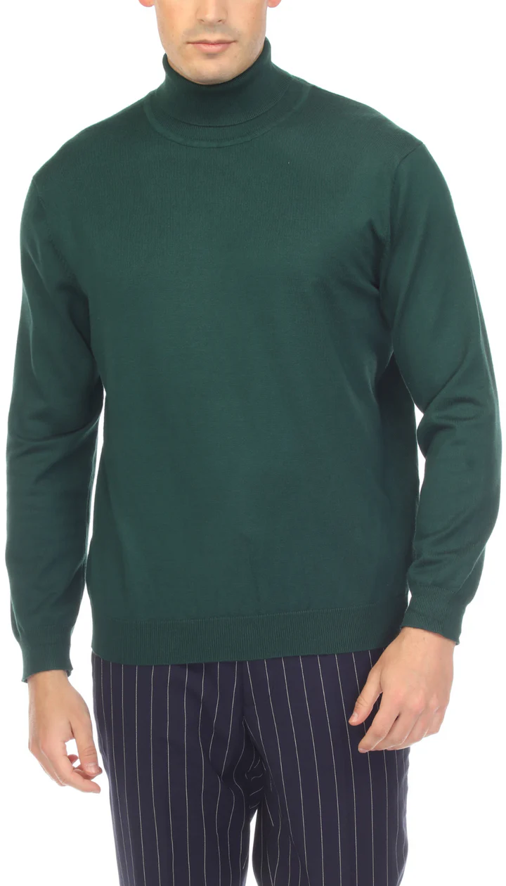 MENS HUNTER GREEN PULLOVER TURTLENECK SWEATER - SMALL
