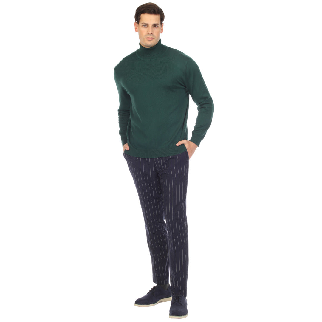 MENS HUNTER GREEN PULLOVER TURTLENECK SWEATER - SMALL
