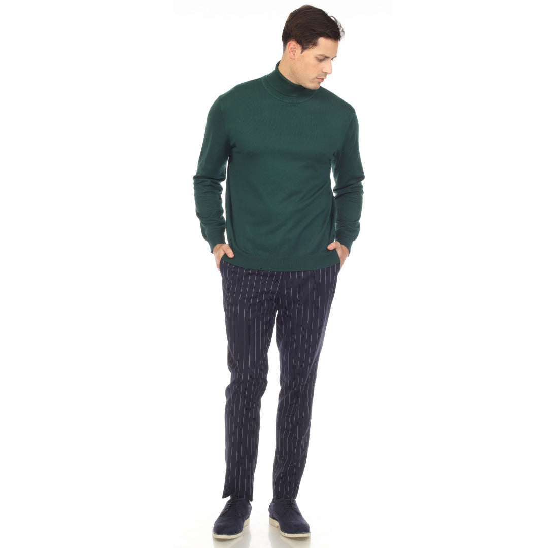 MENS HUNTER GREEN PULLOVER TURTLENECK SWEATER - SMALL