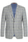 "Men's Slim Fit Two Button Suit - Light Grey & Blue Windowpane Plaid"