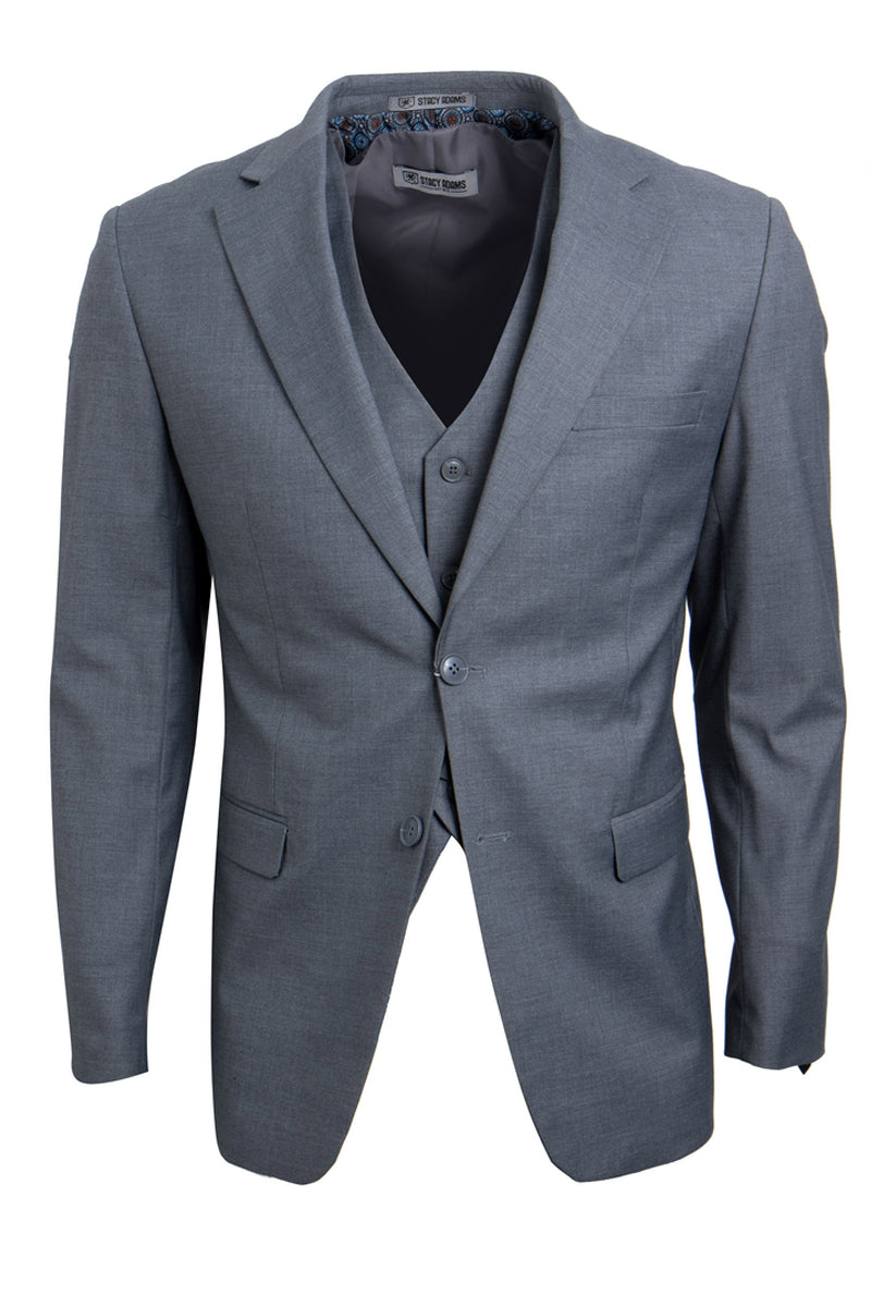"Stacy Adams Suit Men's Two Button Vested Basic Suit - Grey"