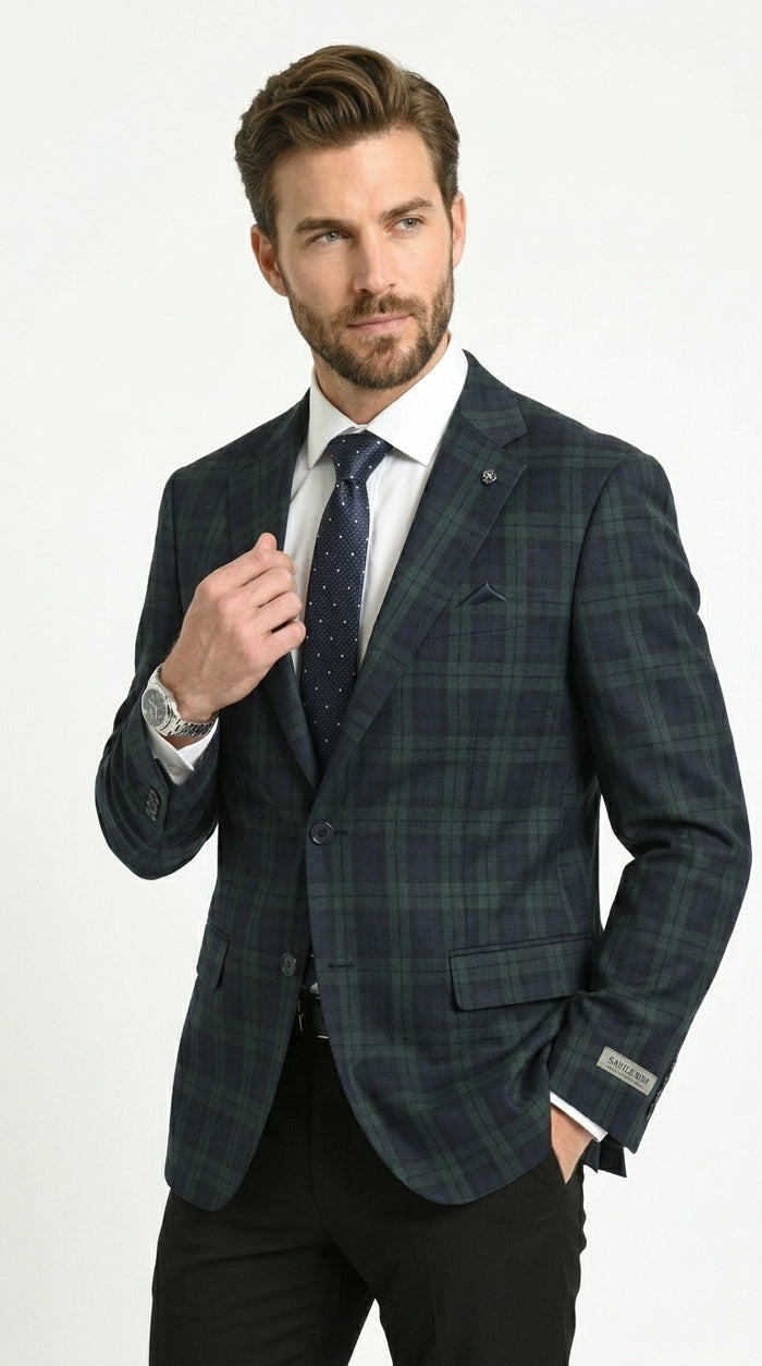 Stacy Adams Men’s Glen Plaid Hybrid Fit Sport Coat, Business Casual Blazer in Navy, Burgundy and Blue
