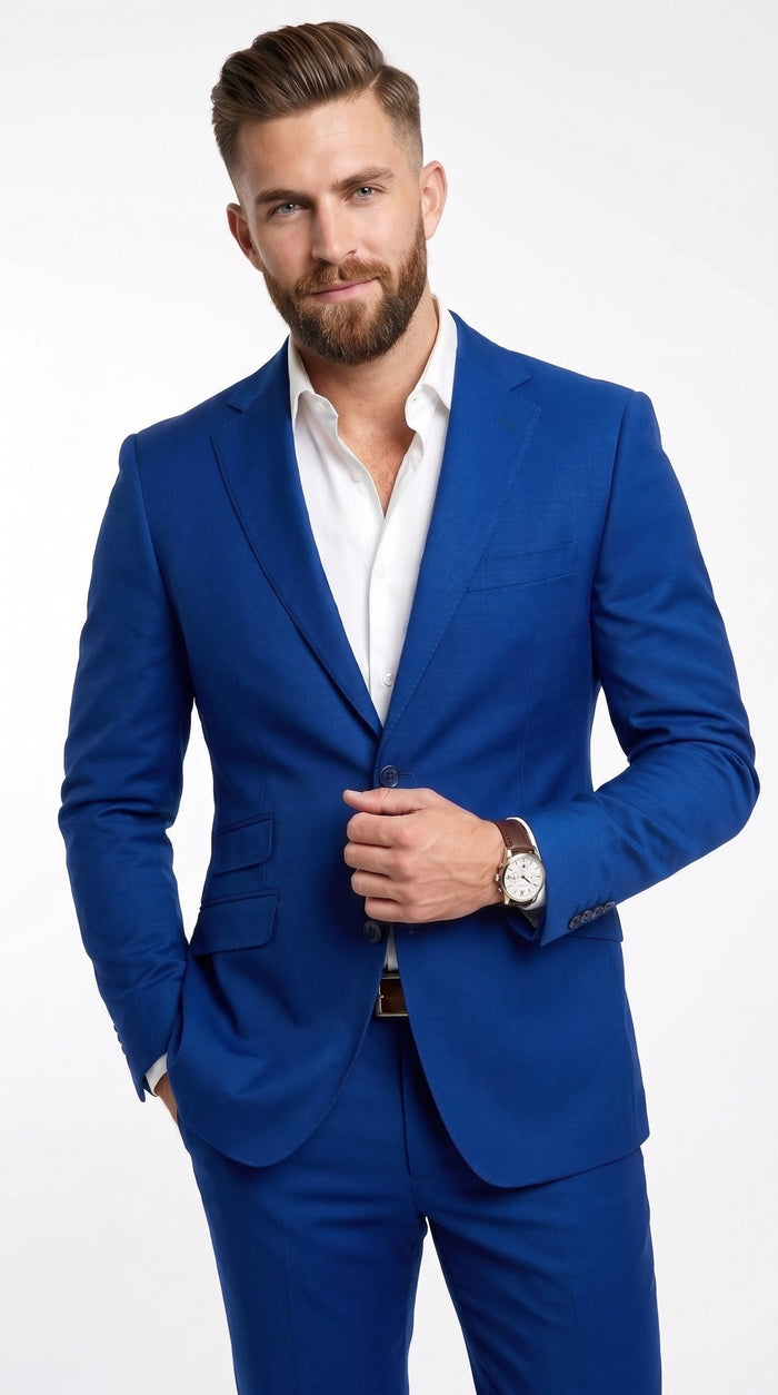 Men’s Dark Royal Blue Suit Separates, Big and Tall Indigo Cobalt Blue Formal Dress Suit