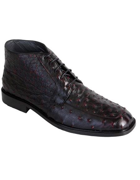 Los Altos Boots Men's Genuine Ostrich Dress Ankle Boots Leather Outsole High Top Shoes - 7.5 Standard / D / Medium