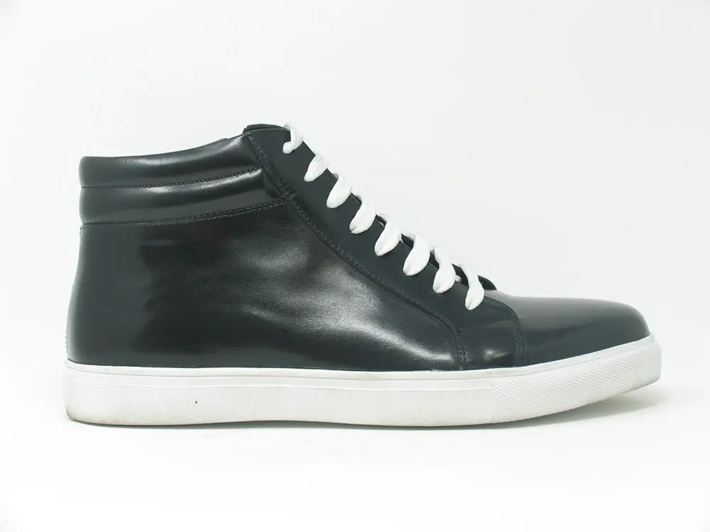 High Top Side Zipper Leather Sneaker - 7.5