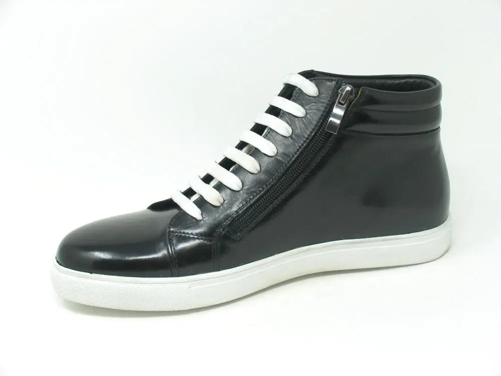 High Top Side Zipper Leather Sneaker - 7.5