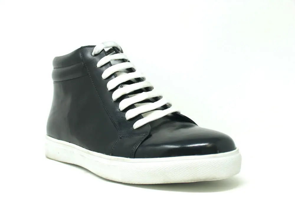 High Top Side Zipper Leather Sneaker - 7.5