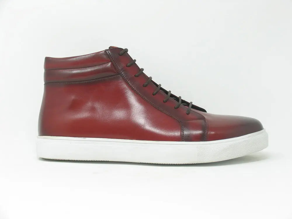 High Top Side Zipper Leather Sneaker - 7.5