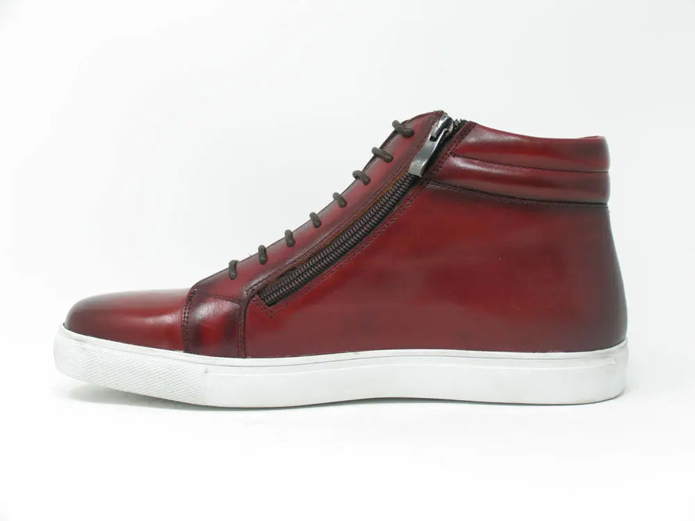High Top Side Zipper Leather Sneaker - 7.5