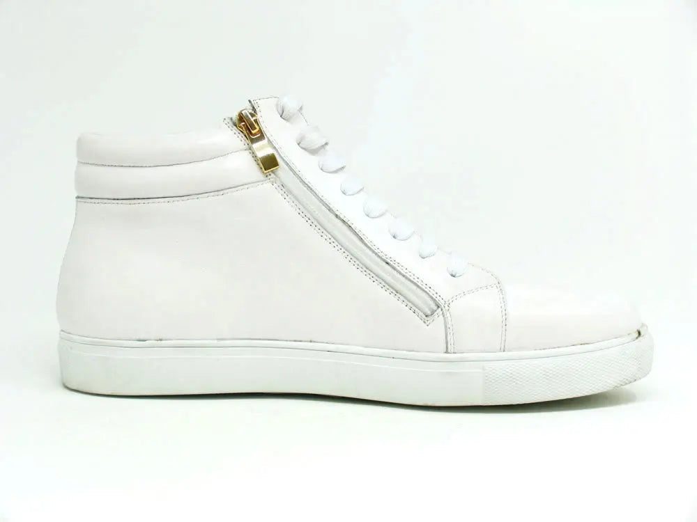 High Top Side Zipper Leather Sneaker - 7.5