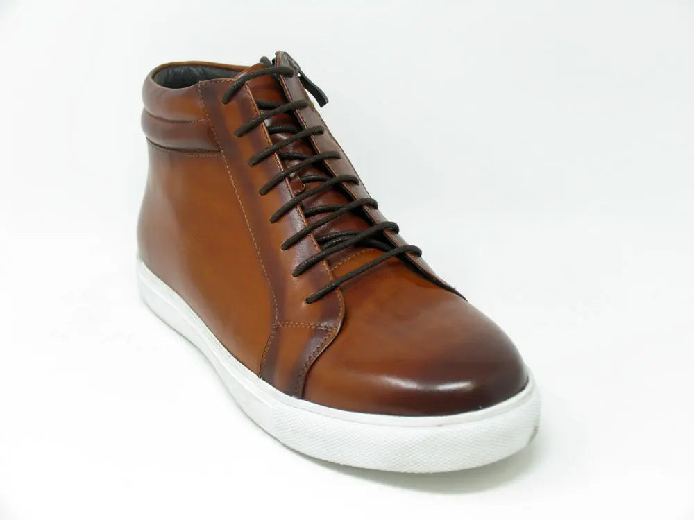 High Top Side Zipper Leather Sneaker - 7.5