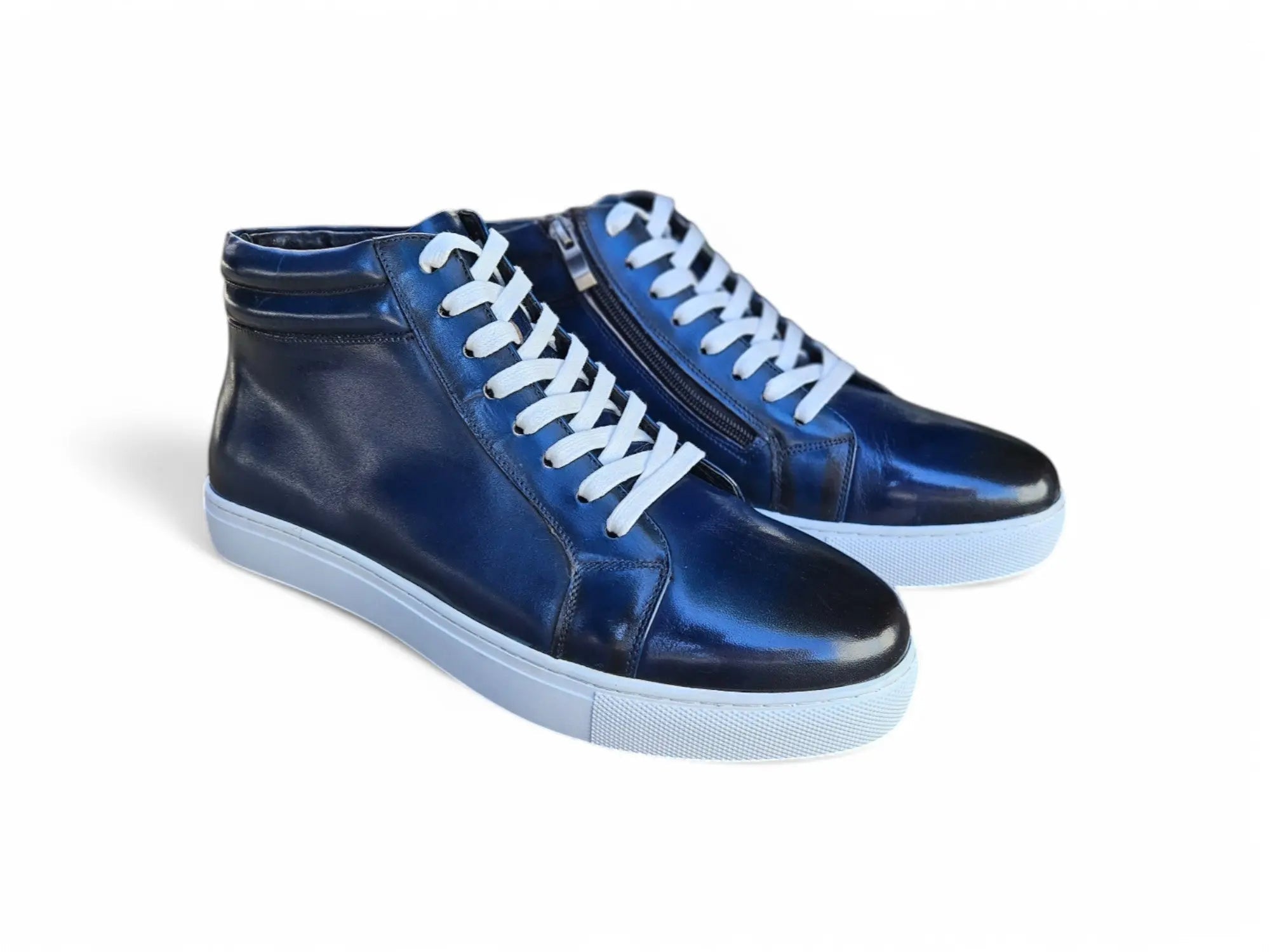 High Top Side Zipper Leather Sneaker - 7.5