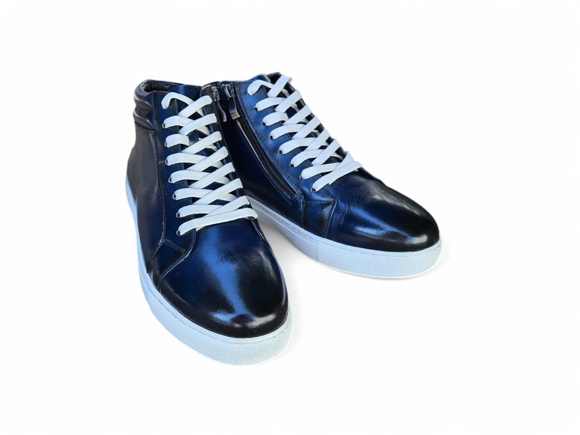 High Top Side Zipper Leather Sneaker - 7.5