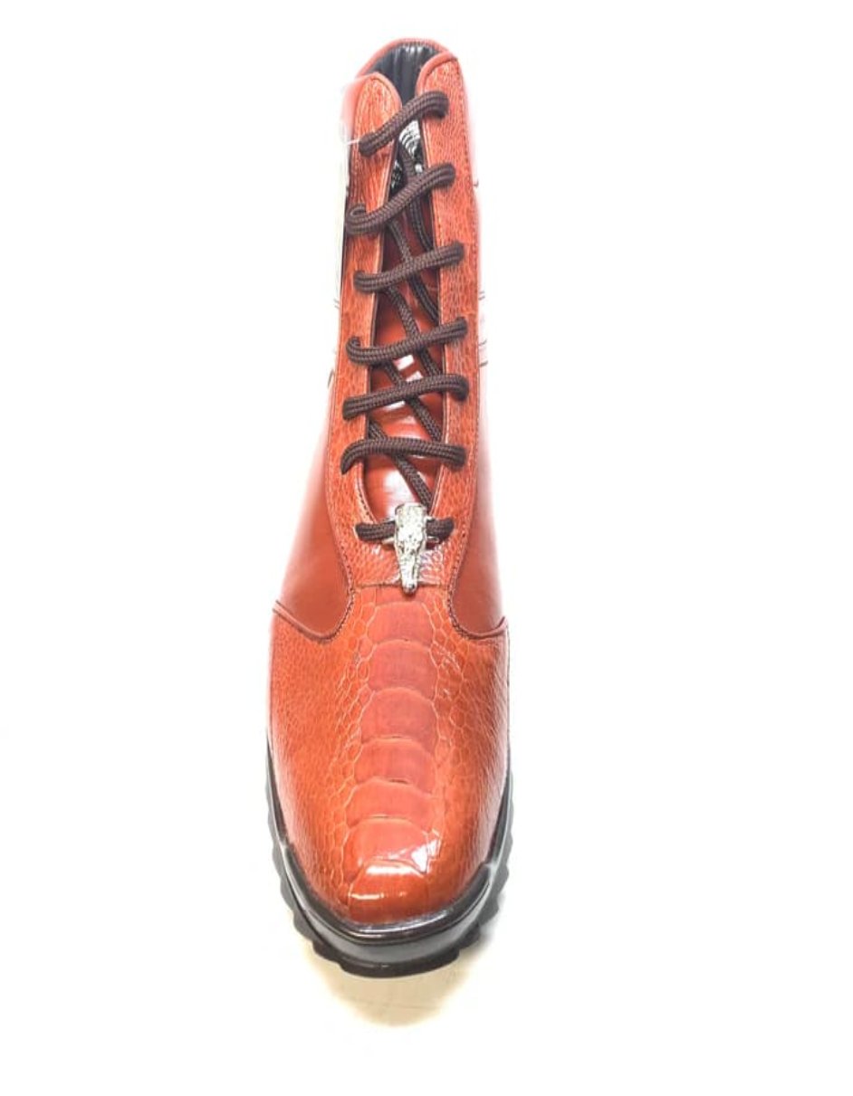 Los Altos Cognac Ostrich Leg High-top Sneakers - 8