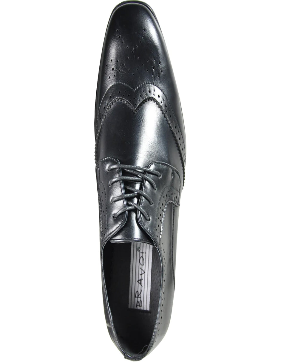 "Vintage 1920's Men's Wingtip Dress Shoe - Black Lace Up Style" - 6M