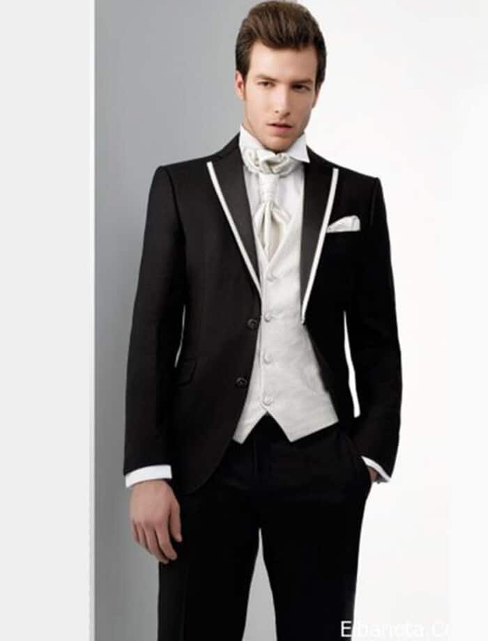 Two Toned 100% Wool Black And White Cheap Homecoming Tuxedo Trimmed - S